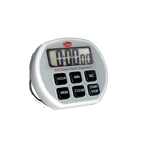 Cooper-Atkins TC6-0-8 Digital 24-Hour Stopwatch, 2-3/4" x 2-3/8" x 3/4", Magnetic Mount, AAA - 36/Case