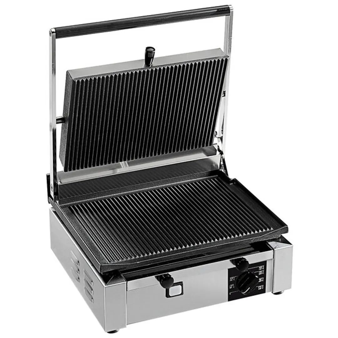 Eurodib CORTR220 15" Single Commercial Panini Sandwich Grill w/ Cast Iron Grooved Plates, 220V