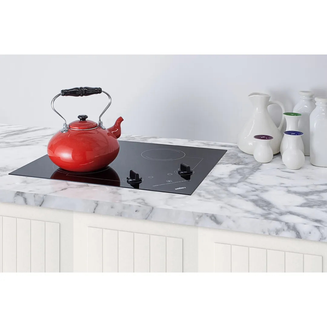 Summit CR2B223G 21" Electric Radiant Cooktop w/ (2) Burners, Black Ceramic Glass, 3.0 kW, 230v