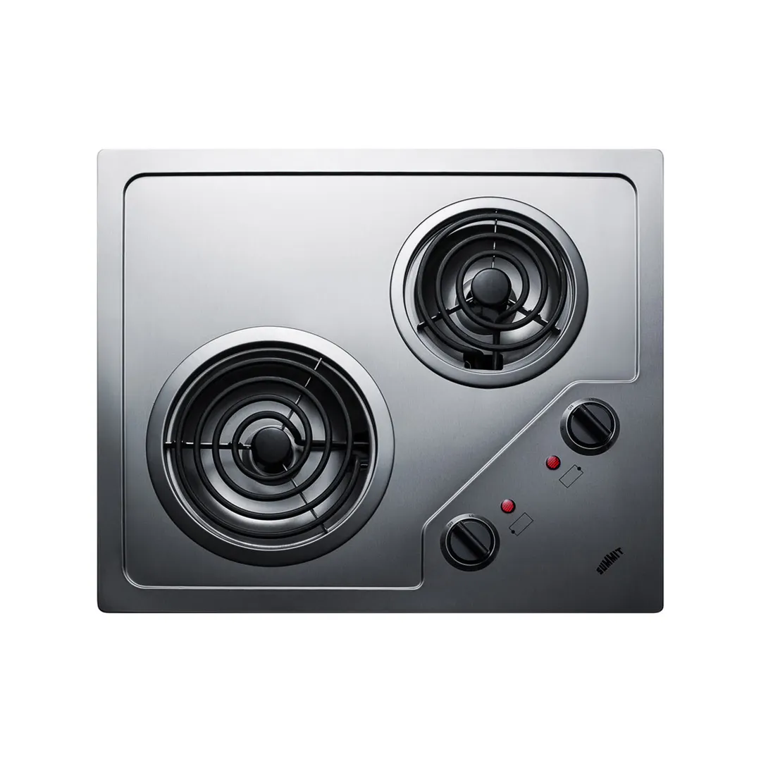 Summit CR2B224S 21" Electric Radiant Cooktop w/ (2) Burners, Stainless Steel, 3.0 kW, 220v