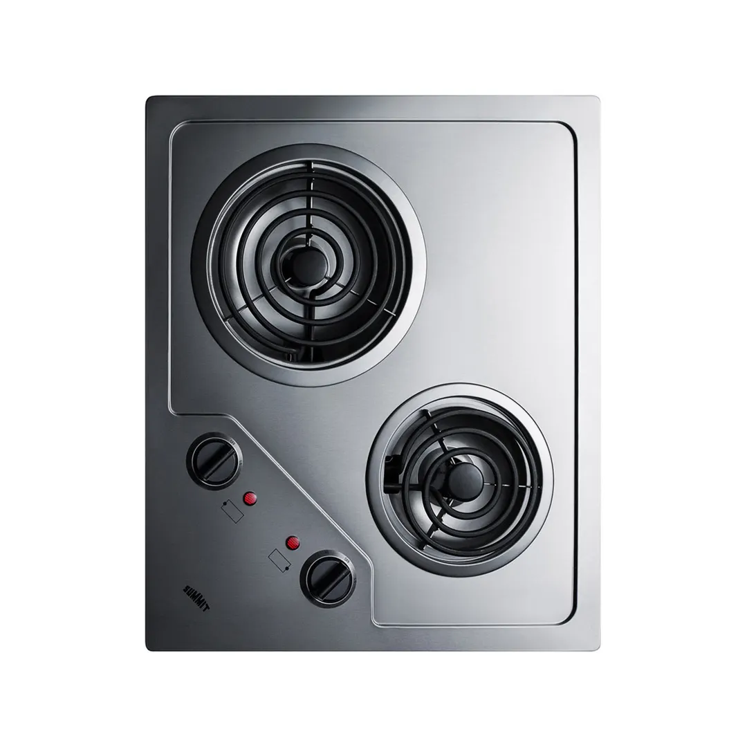Summit CR2B224S 21" Electric Radiant Cooktop w/ (2) Burners, Stainless Steel, 3.0 kW, 220v