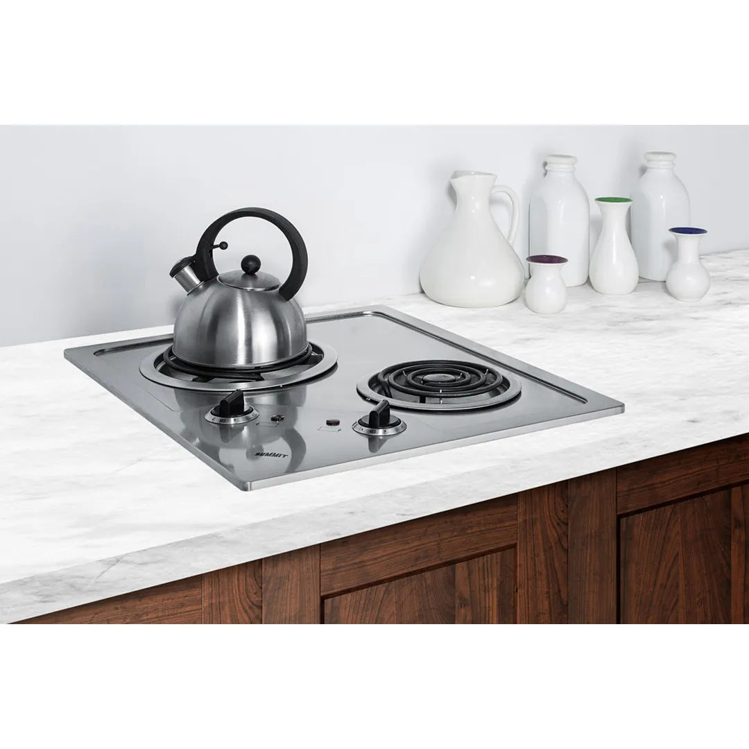 Summit CR2B224S 21" Electric Radiant Cooktop w/ (2) Burners, Stainless Steel, 3.0 kW, 220v