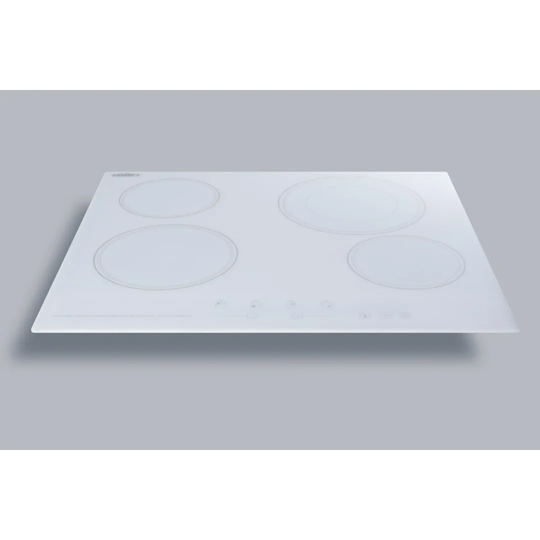 Summit CR4B23T6W 23 1/4" Electric Radiant Cooktop w/ (4) Burners, White Ceramic Glass, Digital Controls, 6.4 kW, 220v