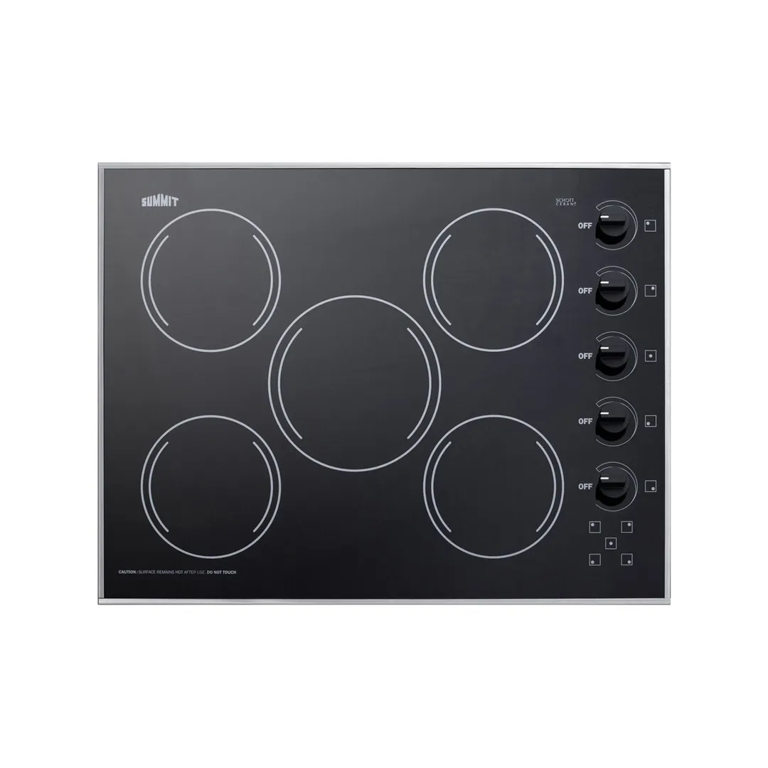 Summit CR5B273B 27" Electric Radiant Cooktop w/ (5) Burners, Black Ceramic Glass, Manual Controls, 6.6 kW, 230v