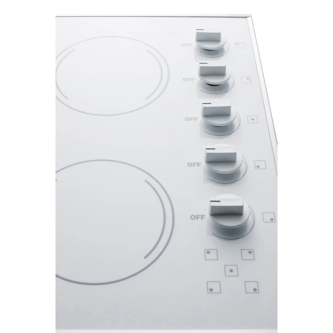 Summit CR5B274W 27" Electric Radiant Cooktop w/ (5) Burners, White Ceramic Glass, Manual Controls, 6.6 kW, 230v