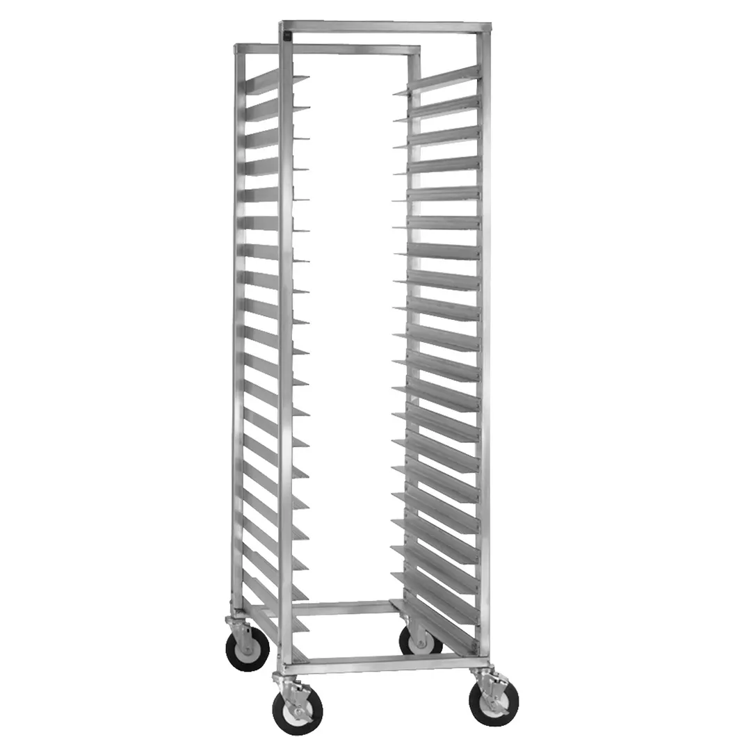 Cres Cor 2071820 20 Pan End Load Full Height Mobile Aluminum Sheet Pan Rack w/ 3" Bottom Load Slides