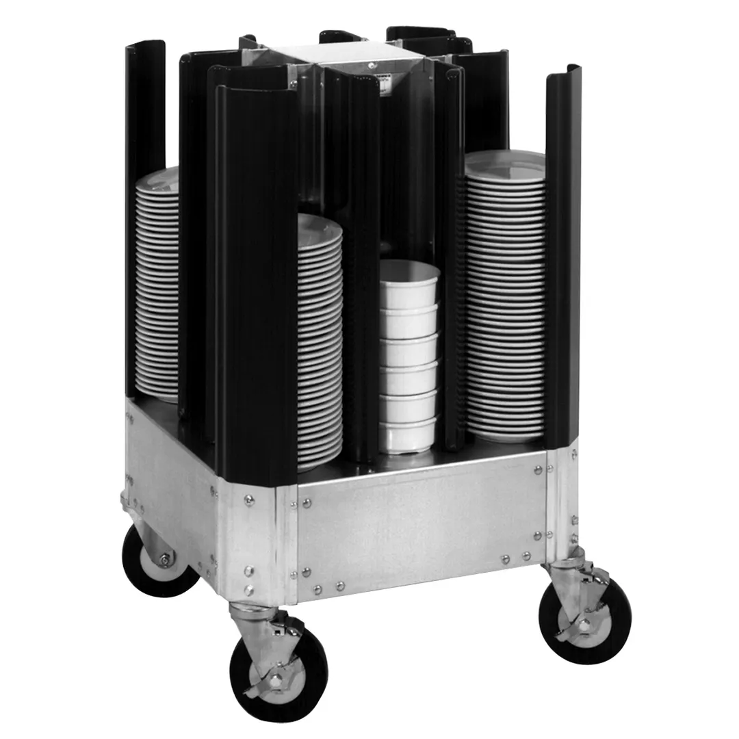 Cres Cor 5016480 Aluminum Dish Dolly, 8 Columns, 480 Plates, 7-1/8" Size, Black