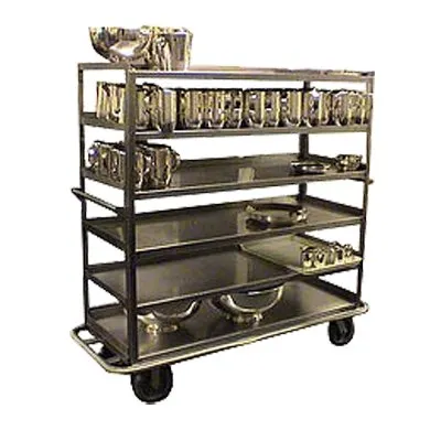 Carter-Hoffmann T610 Stainless Steel 6-Shelf Queen Mary Cart w/ 1200 lb. Capacity, Raised Edges