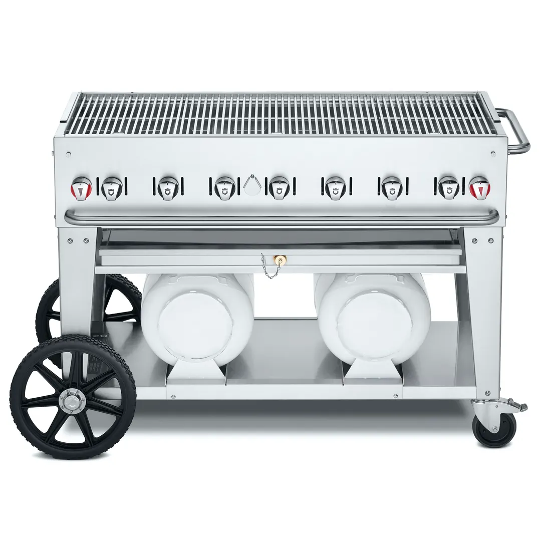 Crown Verity CV-CCB-48 48" Mobile Outdoor Grill, 2 Horizontal LP Tanks, 99.000 BTU