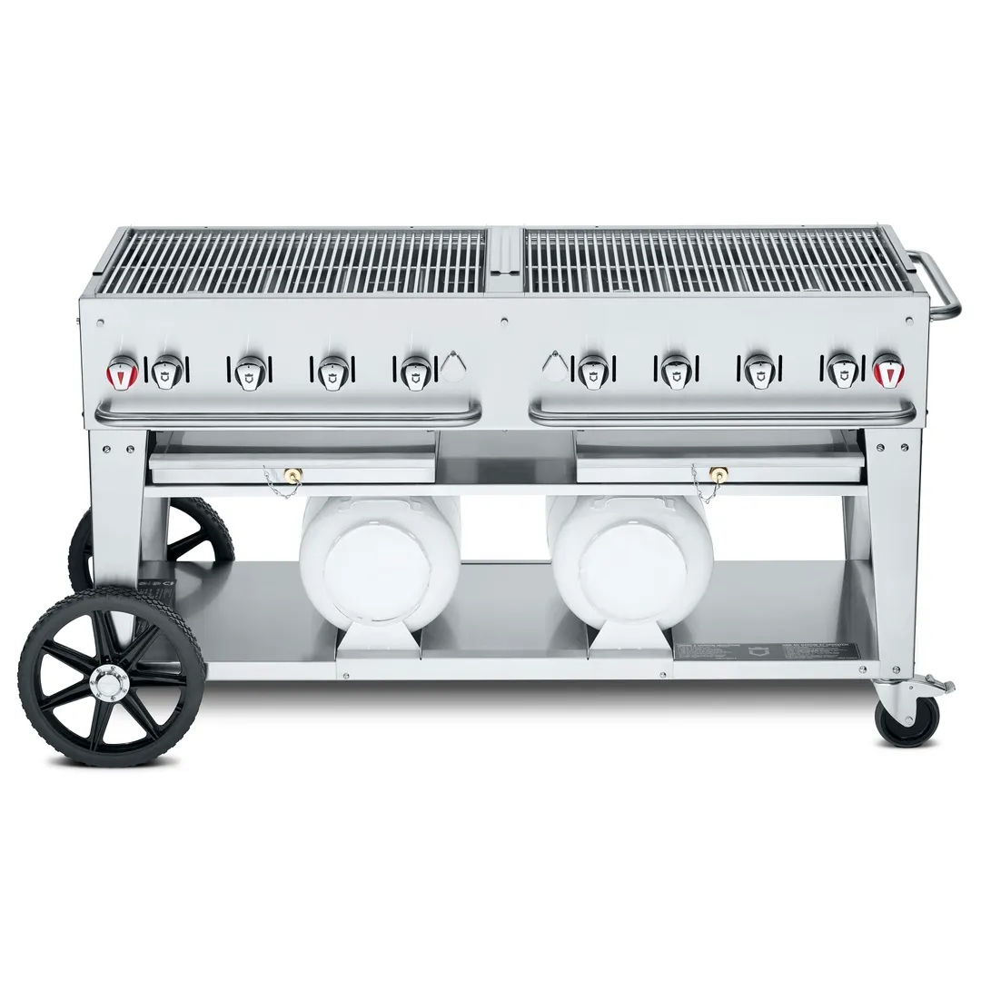 Crown Verity CV-CCB-60 60" Mobile Outdoor Grill, 2 Horizontal LP Tanks, 129.000 BTU
