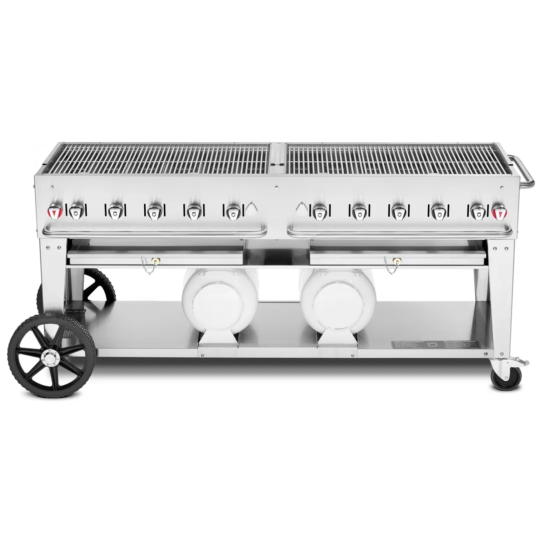 Crown Verity CV-CCB-72 72" Commercail Outdoor Grill, 10 Burners, 2 LP Tanks, 159.000 BTU