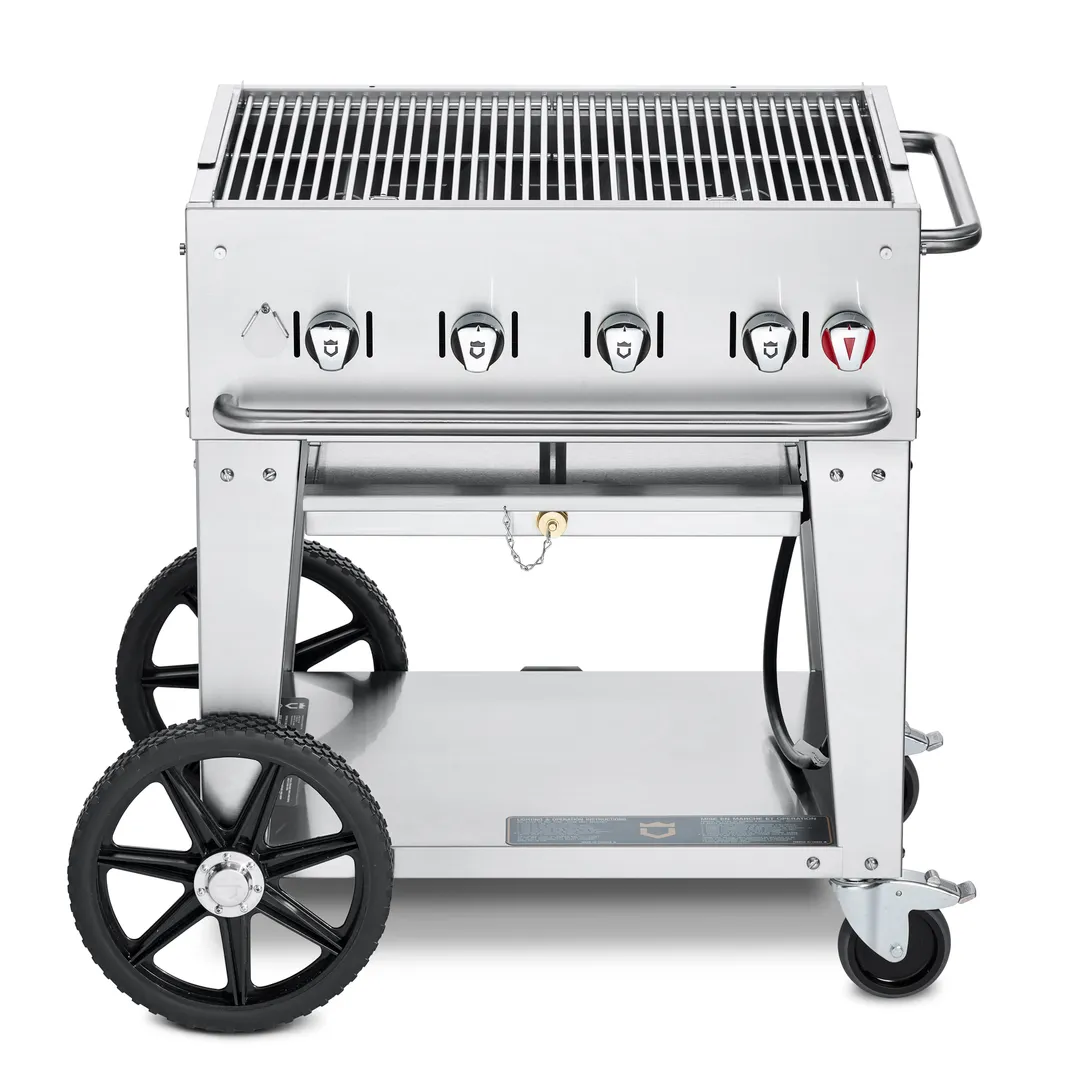 Crown Verity CV-MCB-30 30" LP Gas Mobile Outdoor BBQ Grill/Charbroiler, 64.500 BTU