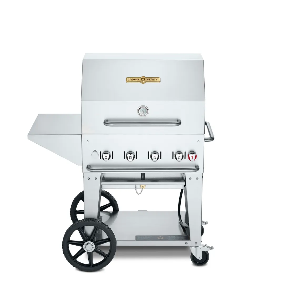 Crown Verity CV-MCB-30PKG 30" LP Gas Mobile Outdoor BBQ Grill/Charbroiler Package, 64.500 BTU
