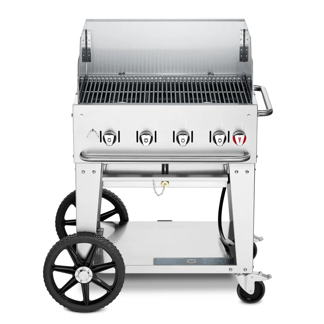 Crown Verity CV-MCB-30WGP-NG 30" Mobile Natural Gas Outdoor Grill, Wind Guard Pkg, 64.500 BTU