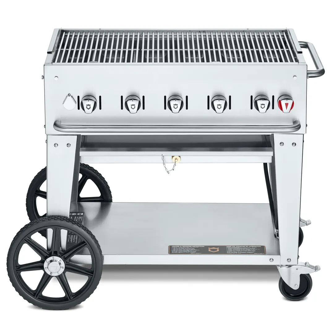 Crown Verity CV-MCB-36 36" LP Gas Mobile Outdoor BBQ Grill/Charbroiler, 79.500 BTU
