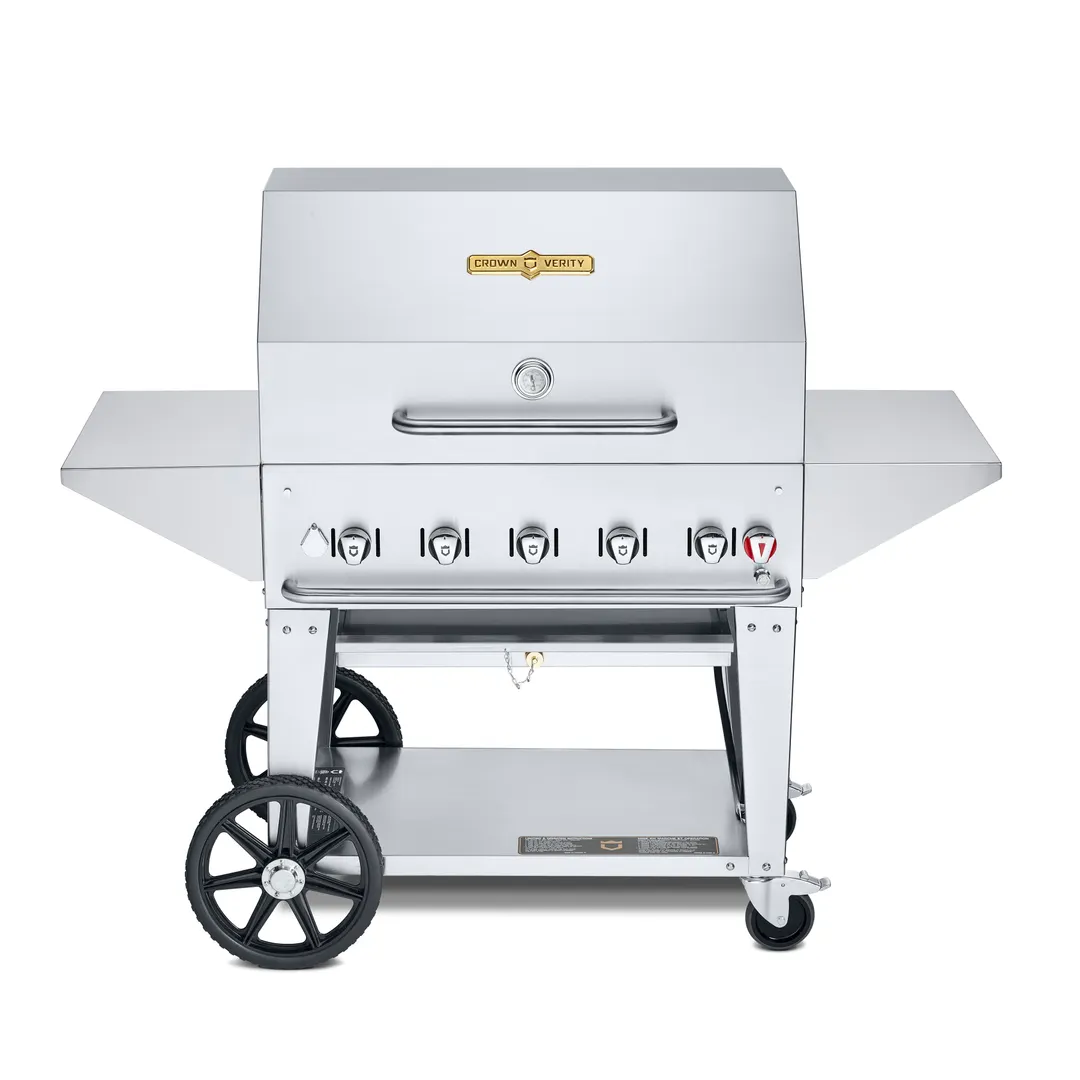 Crown Verity CV-MCB-36PRO 36" Professional Series LP Gas Mobile Outdoor Grill, Roll Dome Pkg