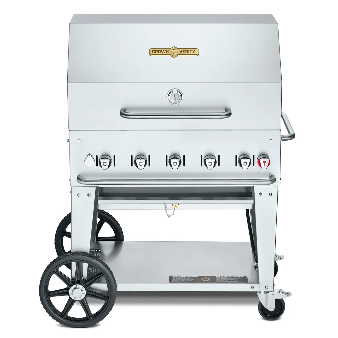 Crown Verity CV-MCB-36RDP 36" LP Gas Outdoor Grill/Charbroiler, Roll Dome Pkg, 79.500 BTU