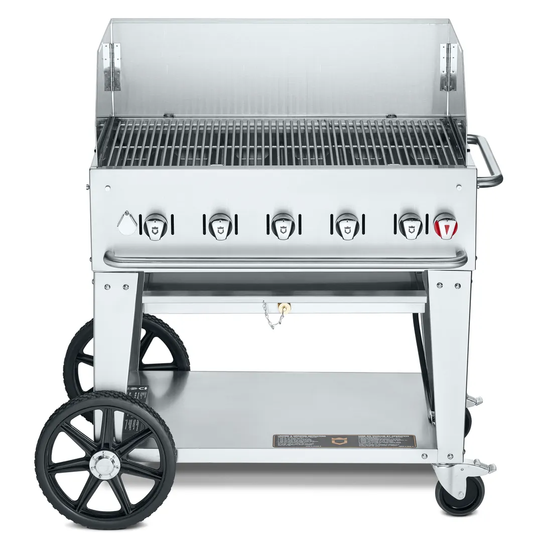Crown Verity CV-MCB-36WGP 36" LP Gas Outdoor Grill/Charbroiler, Wind Guard Pkg, 79.500 BTU