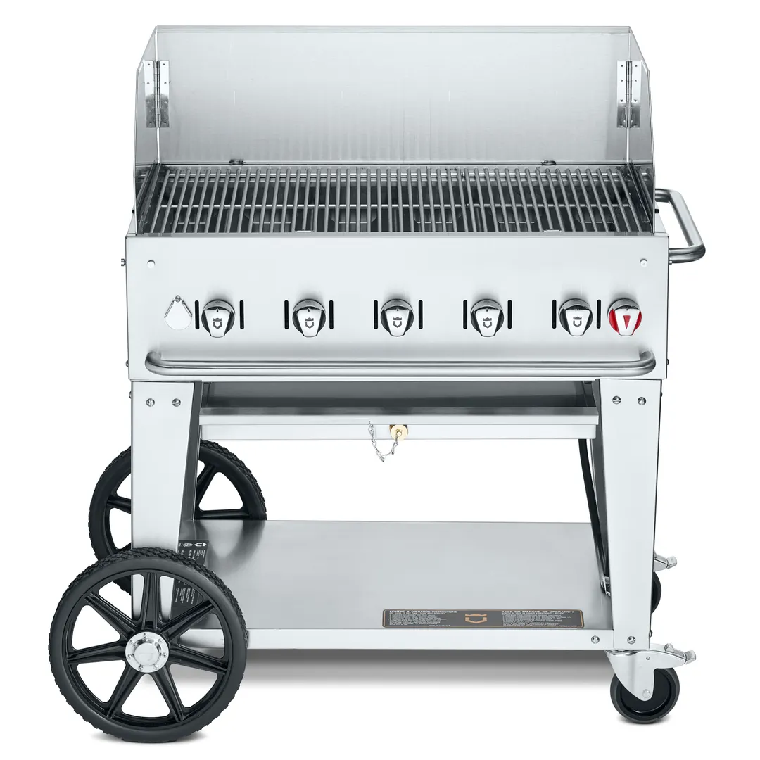Crown Verity CV-MCB-36WGP-NG 36" Natural Gas Outdoor Grill/Charbroiler, Wind Guard Pkg, 79.500 BTU