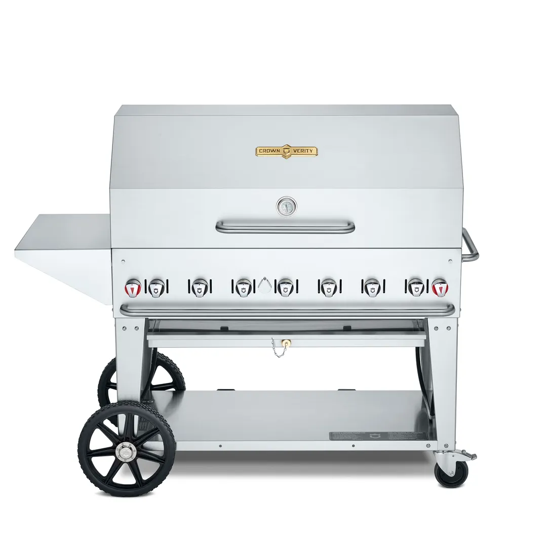 Crown Verity CV-MCB-48-SI BULK-PKG 48" Mobile Outdoor Grill/Charbroiler Pkg, Bulk LP Tank Capacity