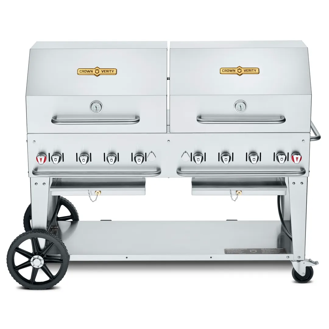 Crown Verity CV-MCB-60-SI50/100-RDP 60" Outdoor Grill, Double Roll Dome Pkg, 50-100 lb. LP Tank