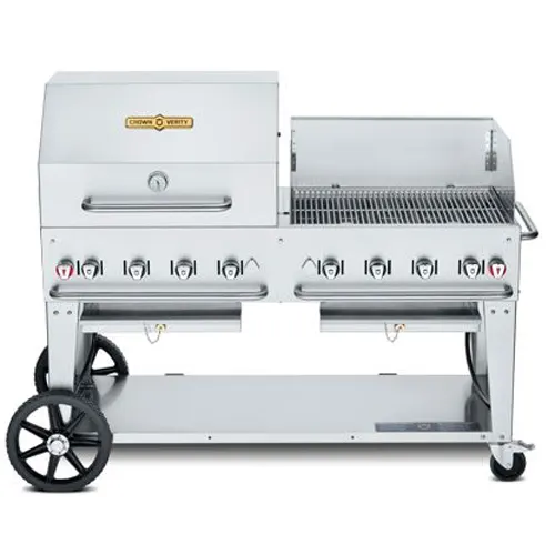 Crown Verity CV-MCB-60-SI50/100-RWP 60" Outdoor Grill, Roll Dome/Wind Guard Pkg, 50-100 lb. LP Tank