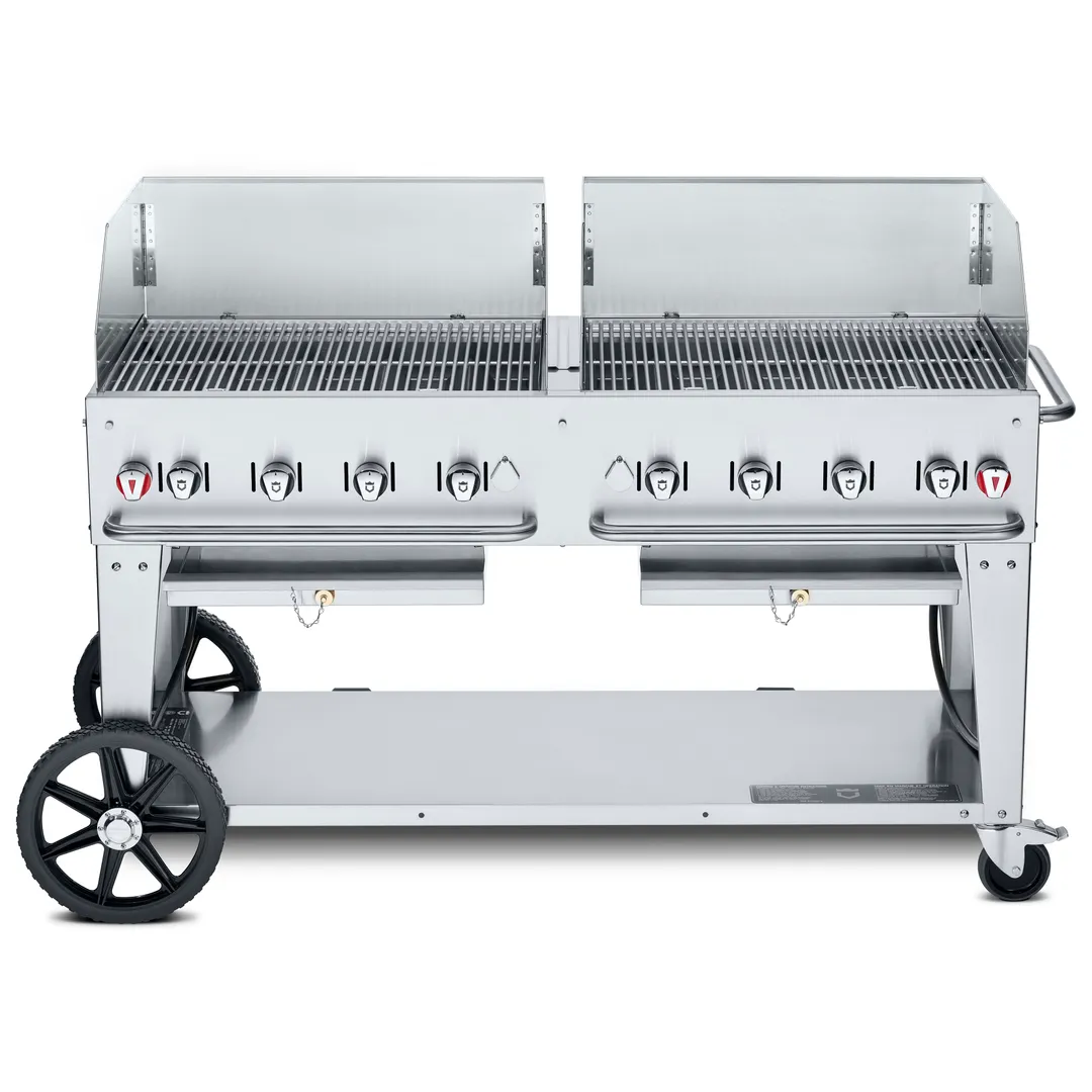 Crown Verity CV-MCB-60-SI50/100-WGP 60" Mobile Outdoor Grill, Wind Guard Pkg, 50-100 lb. LP Tank
