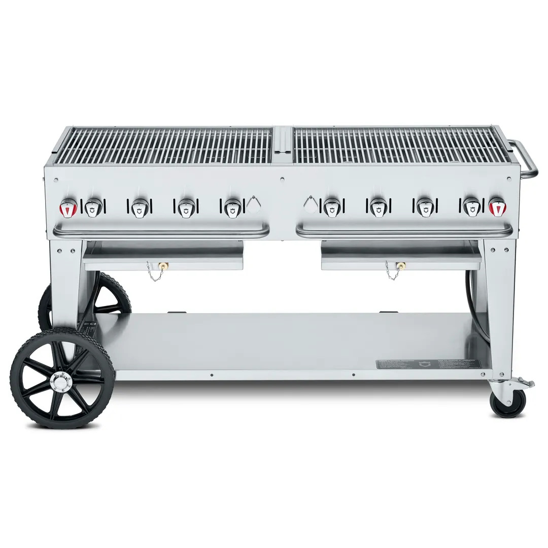 Crown Verity CV-MCB-60NG 60" Natural Gas Mobile Outdoor Grill, 8 Burners, 129.000 BTU