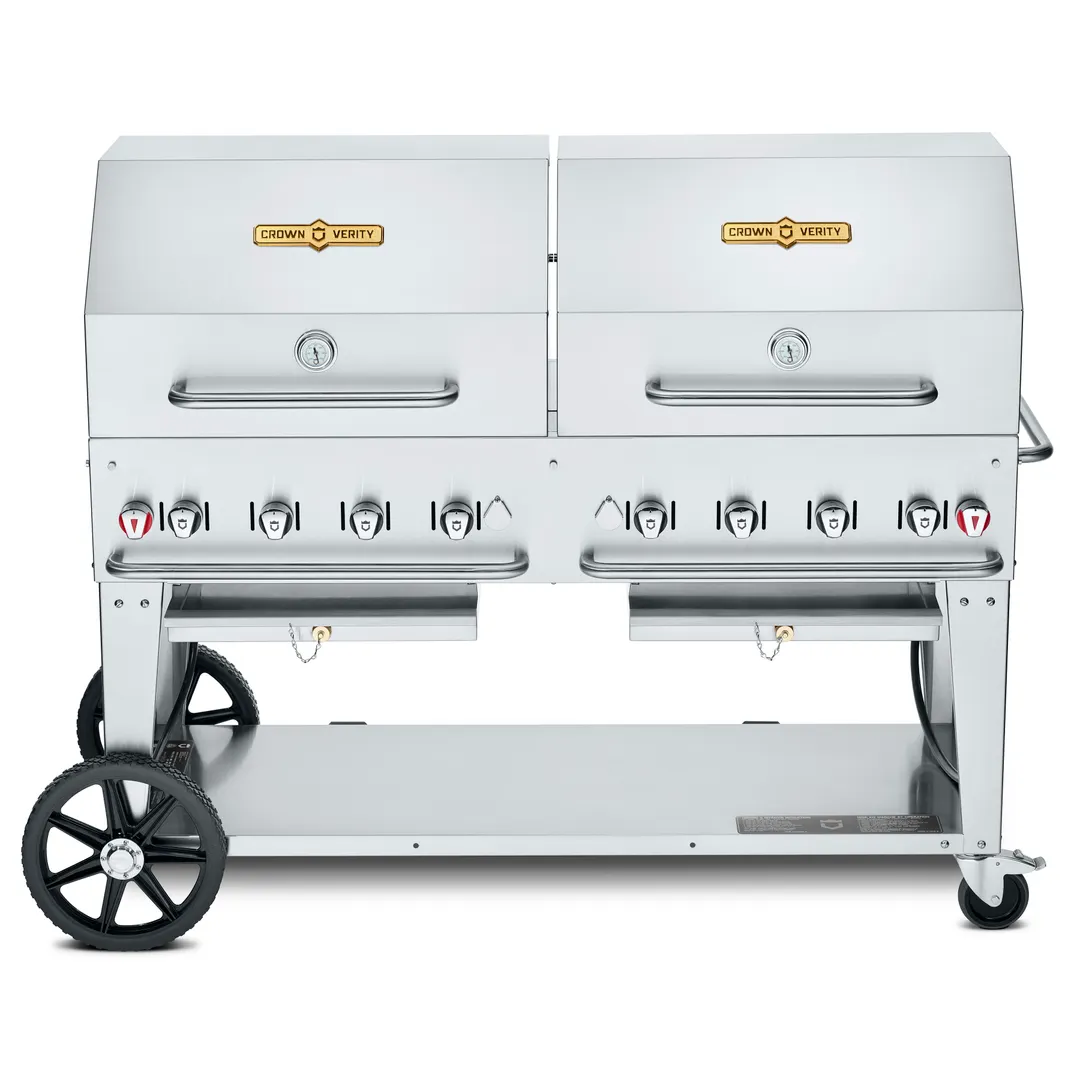 Crown Verity CV-MCB-60RDP 60" LP Gas Mobile Outdoor Grill, Roll Dome Pkg, 129.000 BTU