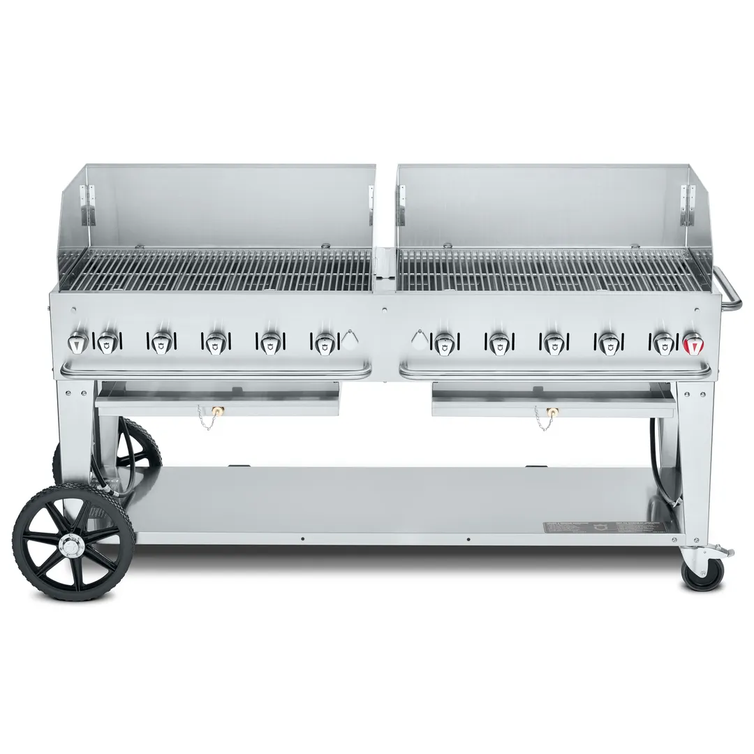 Crown Verity CV-MCB-72-SI50/100-WGP 72" Mobile Outdoor Grill, Wind Guard Pkg, 50-100 lb. LP Tank