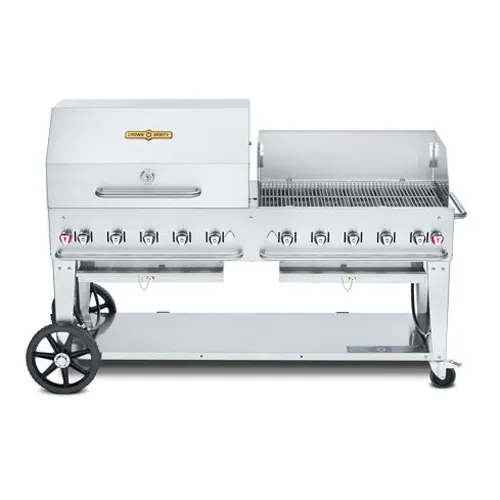 Crown Verity CV-MCB-72RWP-NG 72" Natural Gas Outdoor Grill, Roll Dome/ Wind Guard Pkg, 159.000 BTU