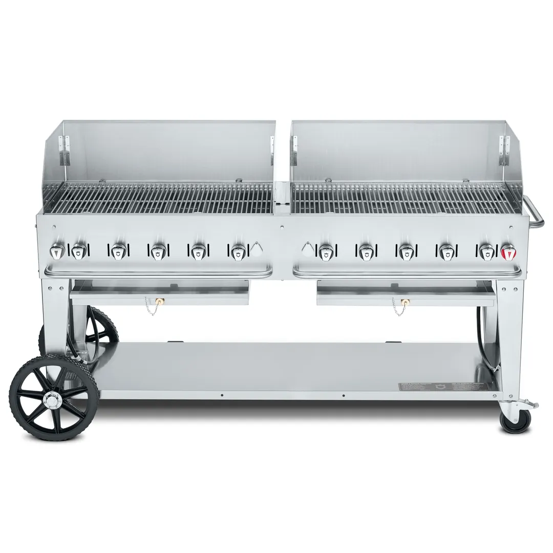 Crown Verity CV-MCB-72WGP-NG 72" Natural Gas Commerical Outdoor Grill, Wind Guard Pkg, 159.000 BTU