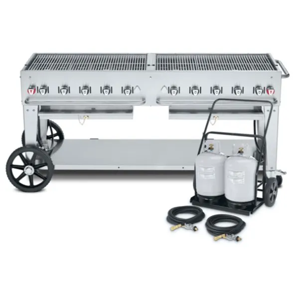 Crown Verity CV-MCC-72 72" Mobile Outdoor Grill/Charbroiler w/ Tank Cart, 159.000 BTU