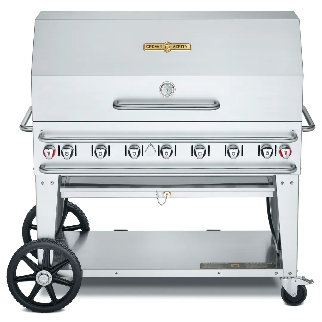 Crown Verity CV-RCB-48RDP-SI-BULK 48" Pro Series Outdoor Rentall Grill, Roll Dome Pkg, Bulk LP Tank