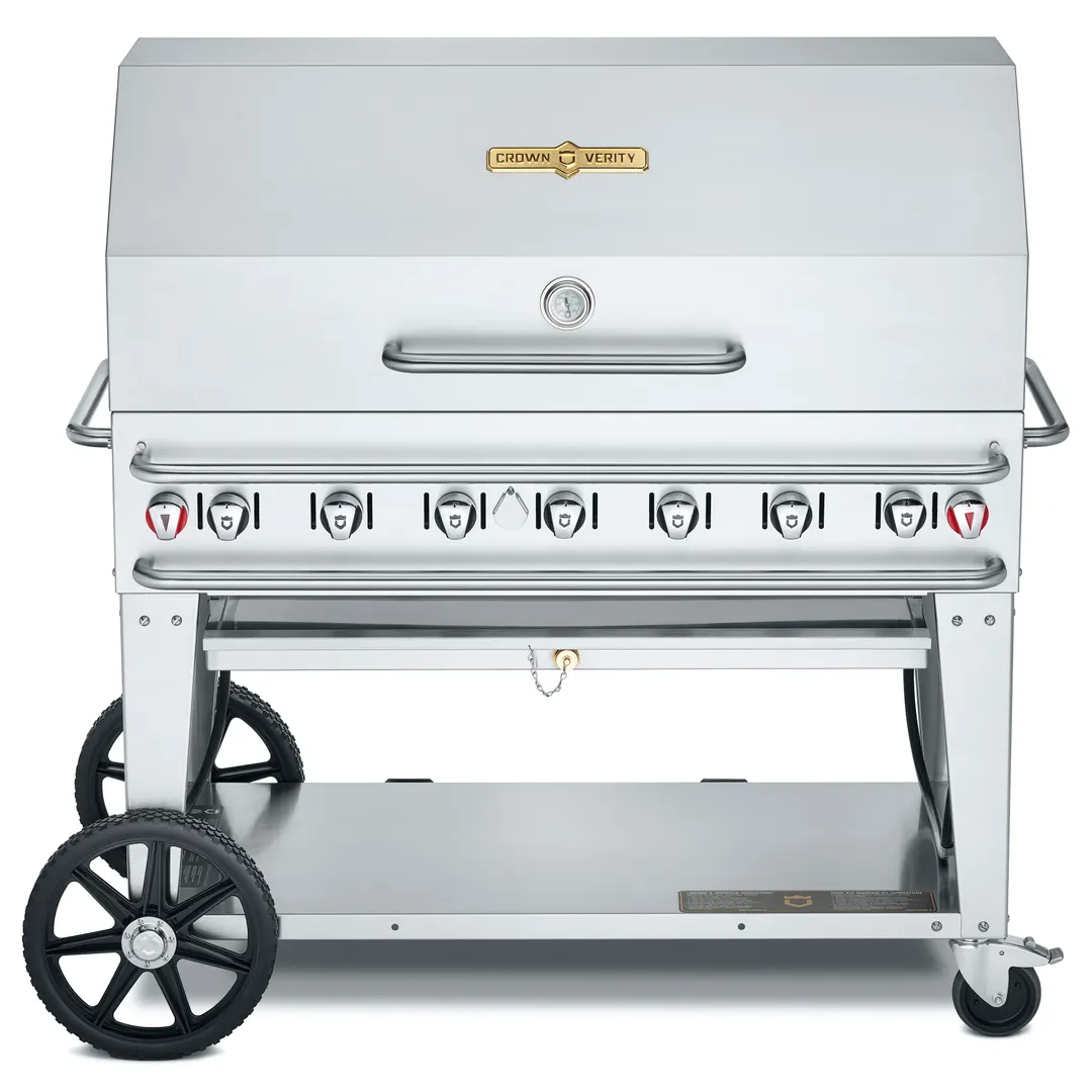 Crown Verity CV-RCB-48RDP-SI50/100 48" Outdoor Rentall Grill, Roll Dome Pkg, 50-100 lb. LP Tank