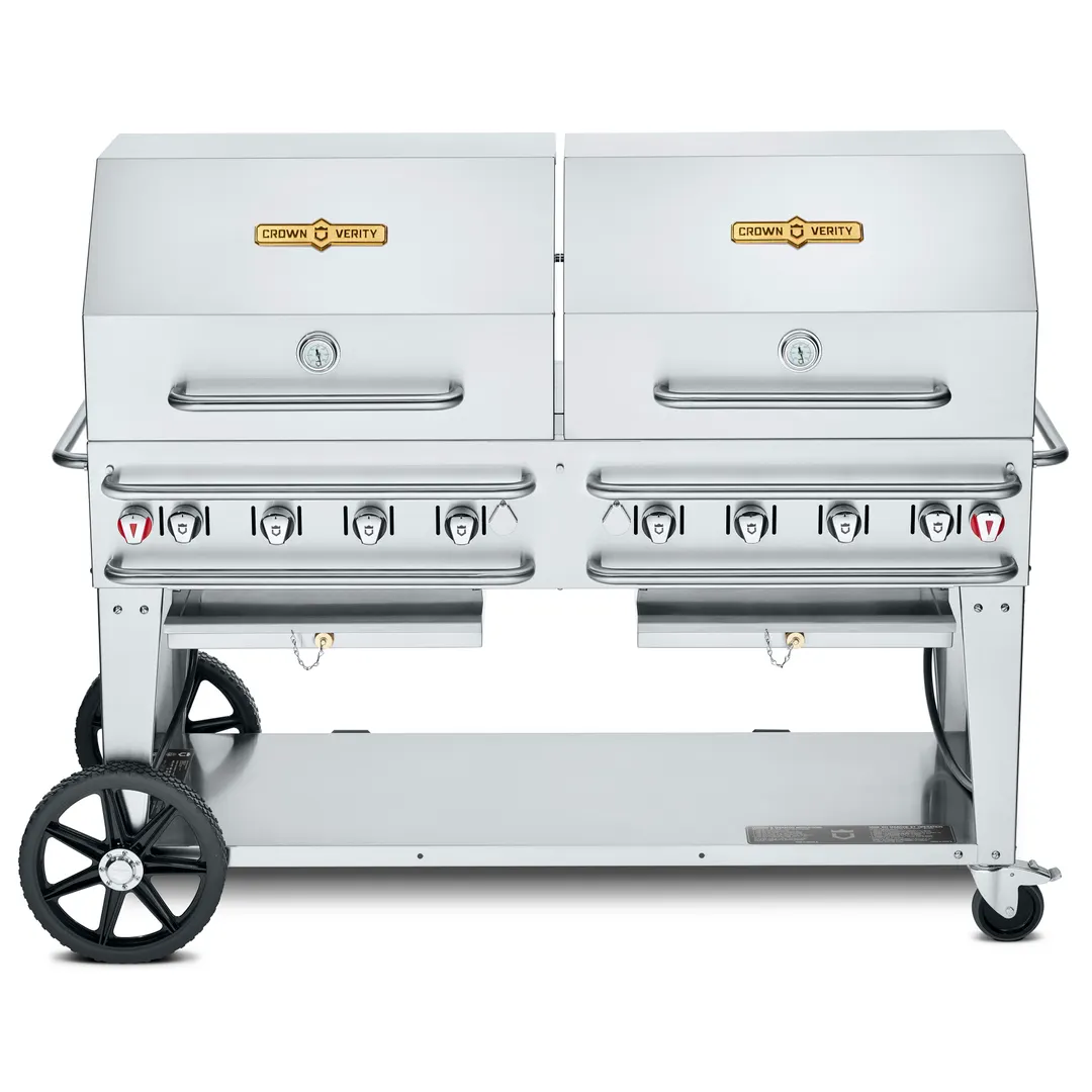 Crown Verity CV-RCB-60RDP-SI50/100 60" Outdoor Rentall Grill, Roll Dome Pkg, 50-100 lb. LP Tank