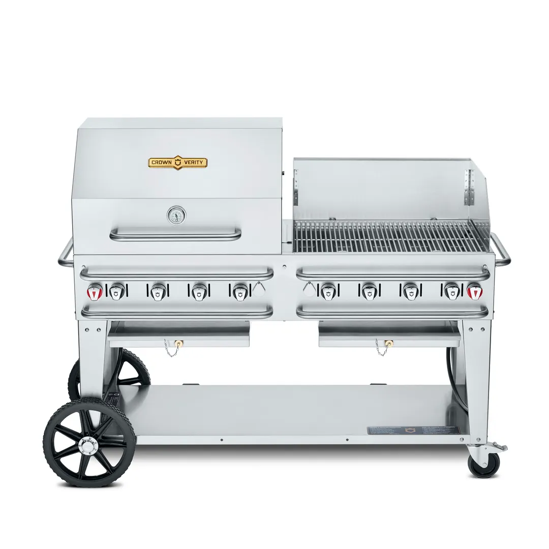 Crown Verity CV-RCB-60RWP-SI50/100 60" Outdoor Rentall Grill, Wind Guard Pkg, 50-100 lb. LP Tank 