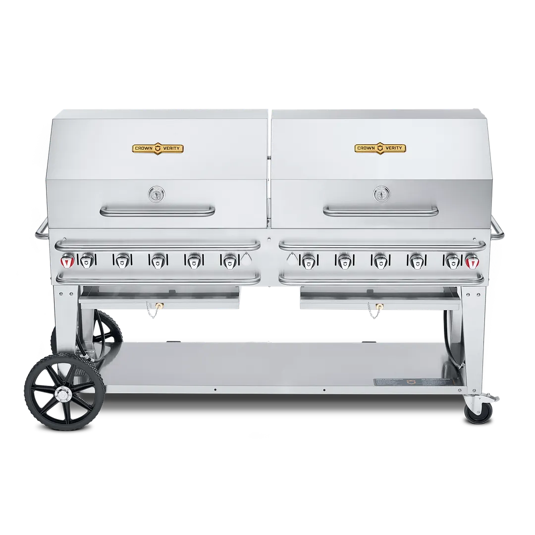 Crown Verity CV-RCB-72RDP-SI50/100 72" Outdoor Rentall Grill, Double Roll Dome, 50-100 lb. Tank