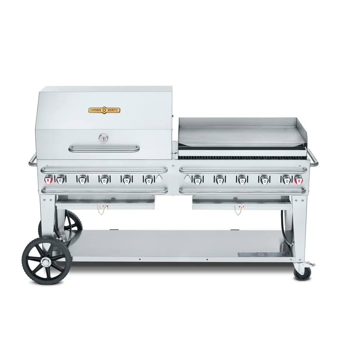 Crown Verity CV-RCB-72RWP-SI50/100 72" Outdoor Grill, Roll Dome/Wind Guard Pkg, 50-100 lb. Tank