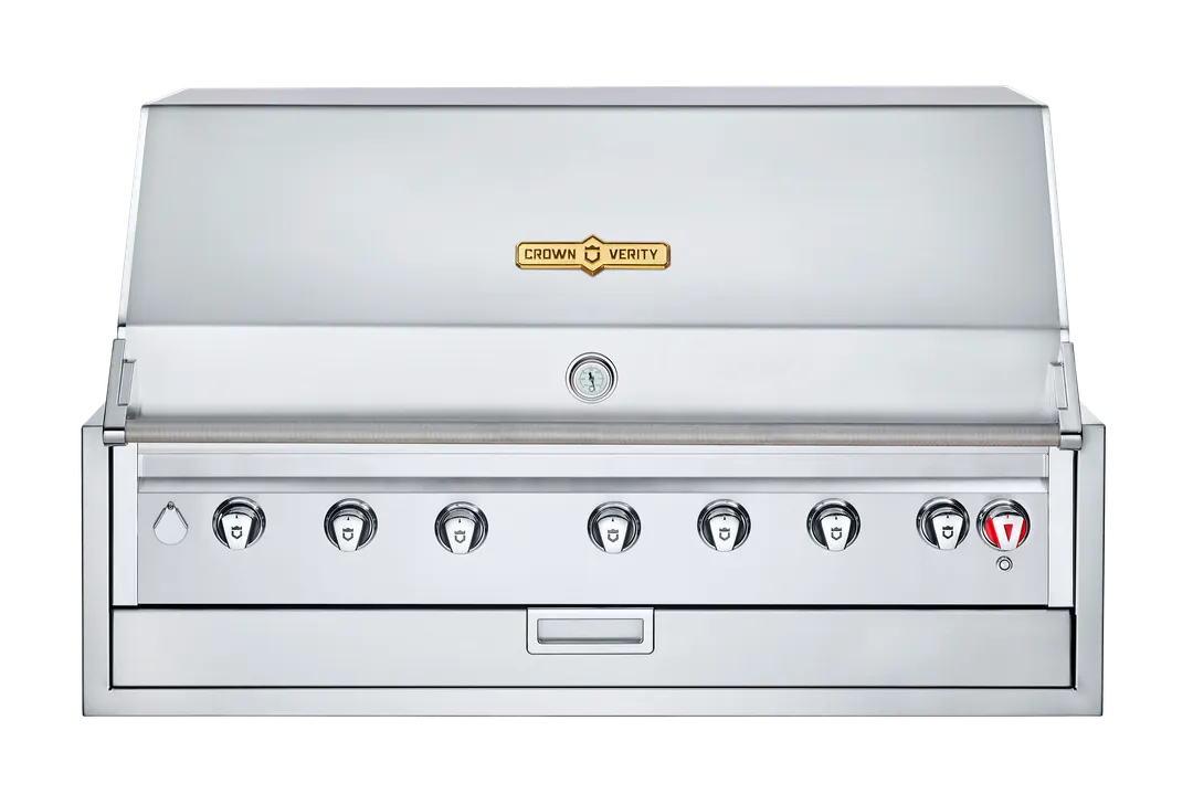 Crown Verity IBI42-LT 42" Built-In Outdoor Grill/Charbroiler, 6 Burners, Roll Dome and Light Pkg