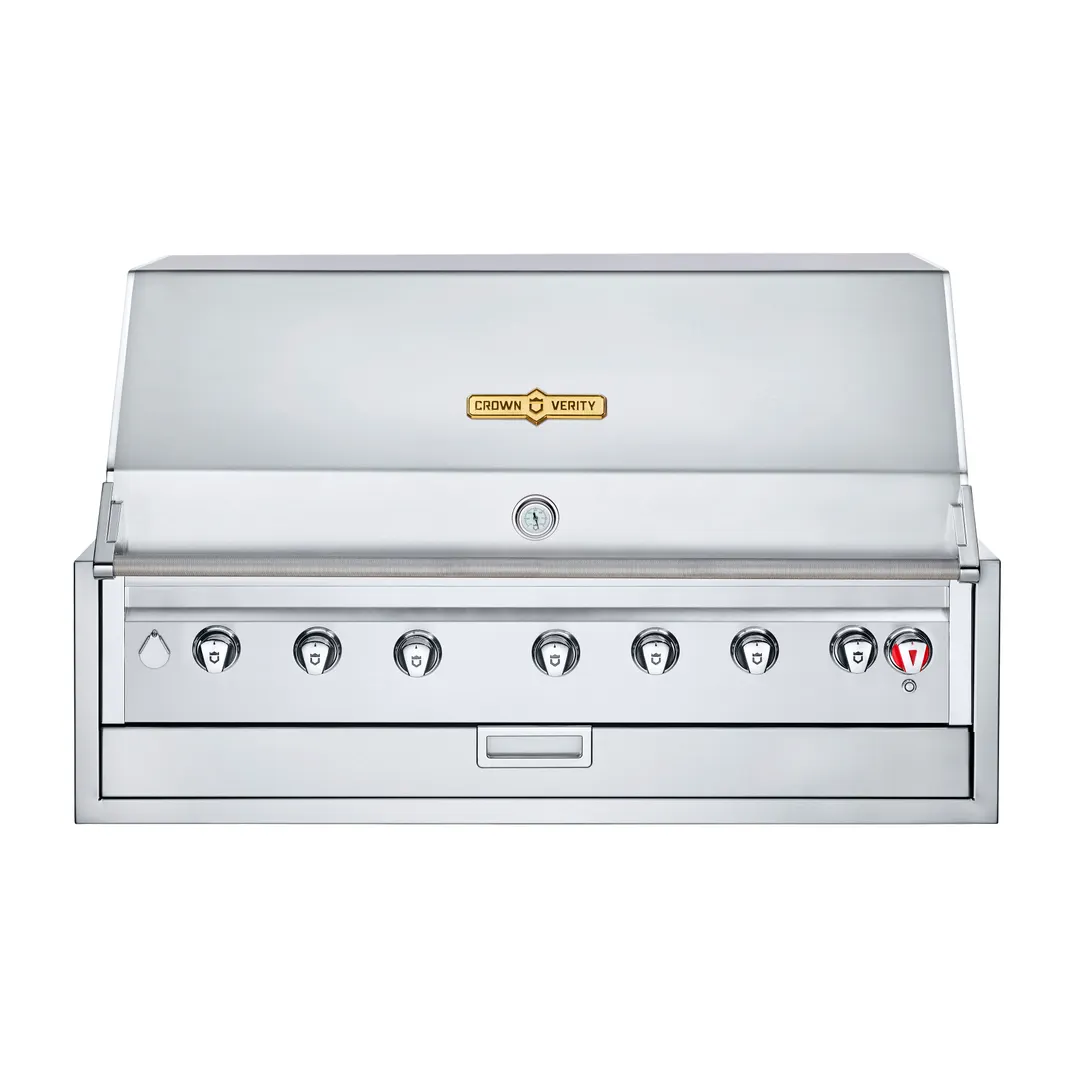 Crown Verity IBI42 42" Built-In Outdoor Grill/Charbroiler, 6 Burners, Roll Dome Pkg, 94.000 BTU