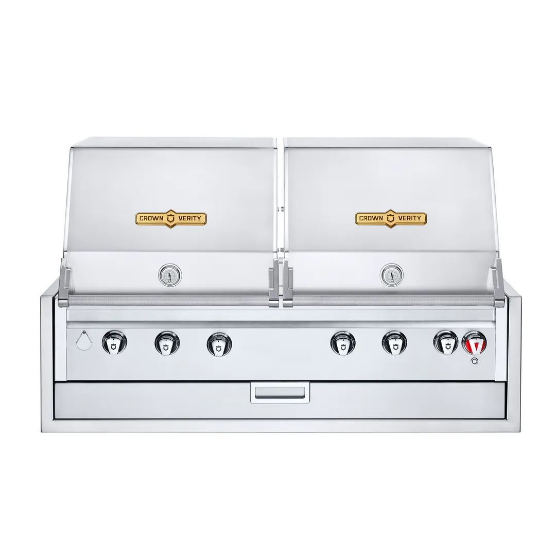 Crown Verity IBI482RD 48" Built-In Outdoor Grill/Charbroiler, 6 Burners, Double Roll Domes, 94.000 BTU