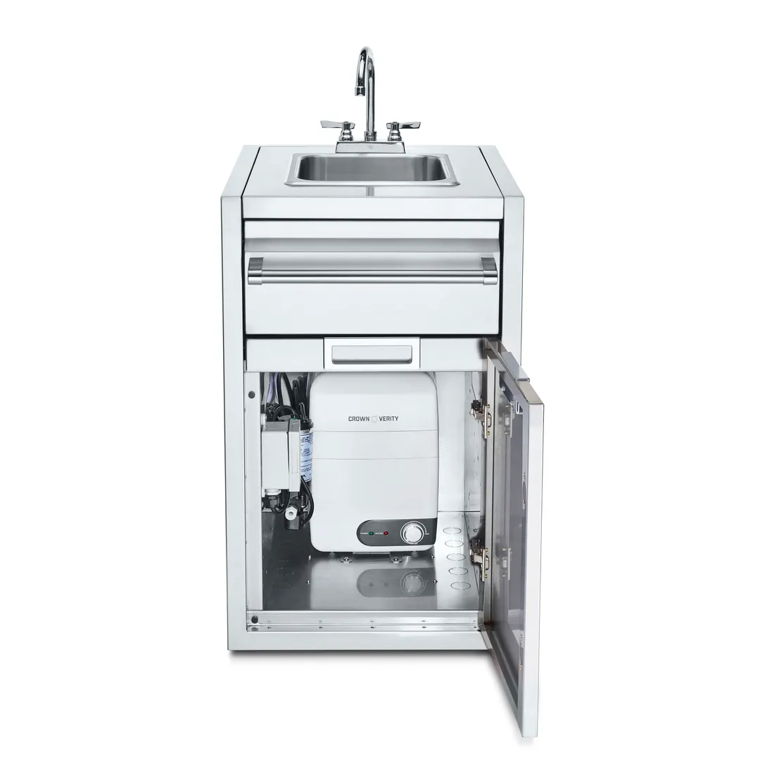 Crown Verity IBISC-SK-WH Small Built-In Cabinet with Sink & Water Heater