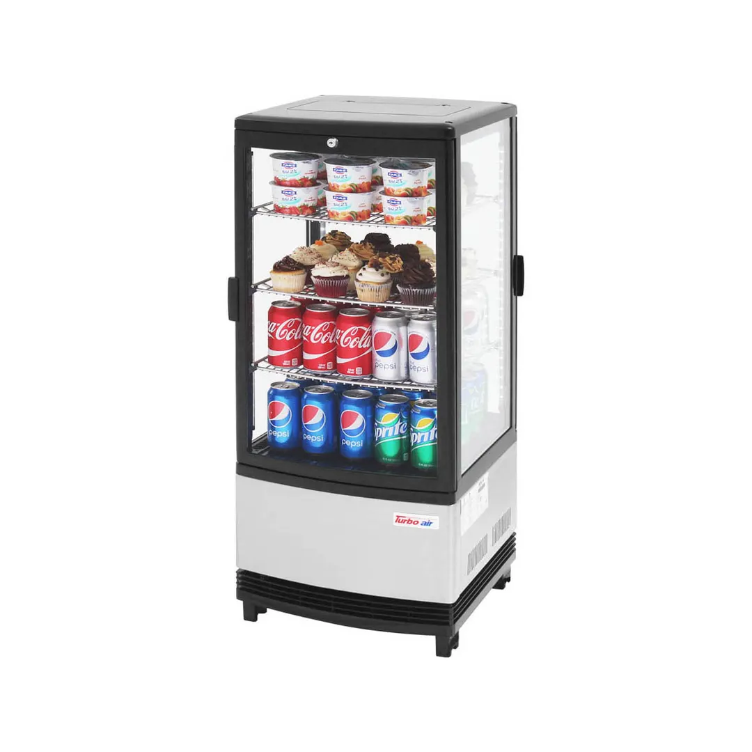 Turbo Air CRT-77-2R-N 16" Full Service/Self Service Countertop Refrigerated Display Case with Hinged Glass Door, 3 Shelves - 3 cu. Ft.