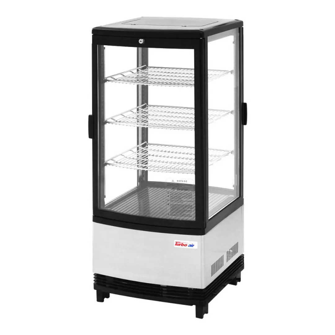 Turbo Air CRT-77-2R-N 16" Full Service/Self Service Countertop Refrigerated Display Case with Hinged Glass Door, 3 Shelves - 3 cu. Ft.