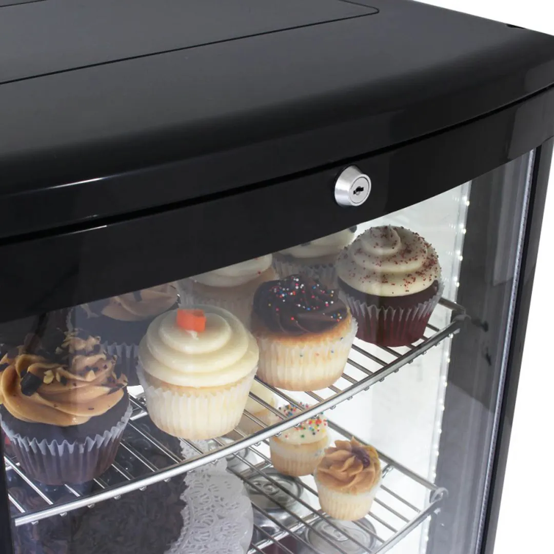 Turbo Air CRT-77-2R-N 16" Full Service/Self Service Countertop Refrigerated Display Case with Hinged Glass Door, 3 Shelves - 3 cu. Ft.