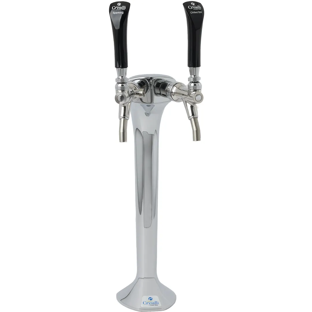 Crysalli CBR-V2C-SSX Water Tower, 21" x 12‑3/8" Chrome, 2 S/S Faucets, 1.5‑2 oz/s