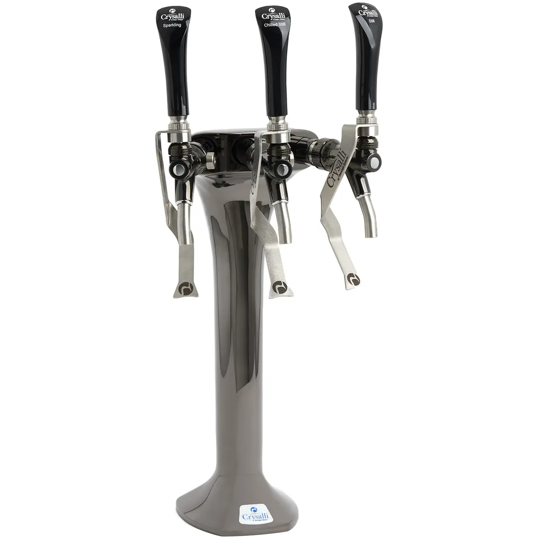 Crysalli CBR-V3BLC-SDLX Draft Tower, 3‑Valve, 21" Sparkling Water, Lever, Flow, 12½" Clearance