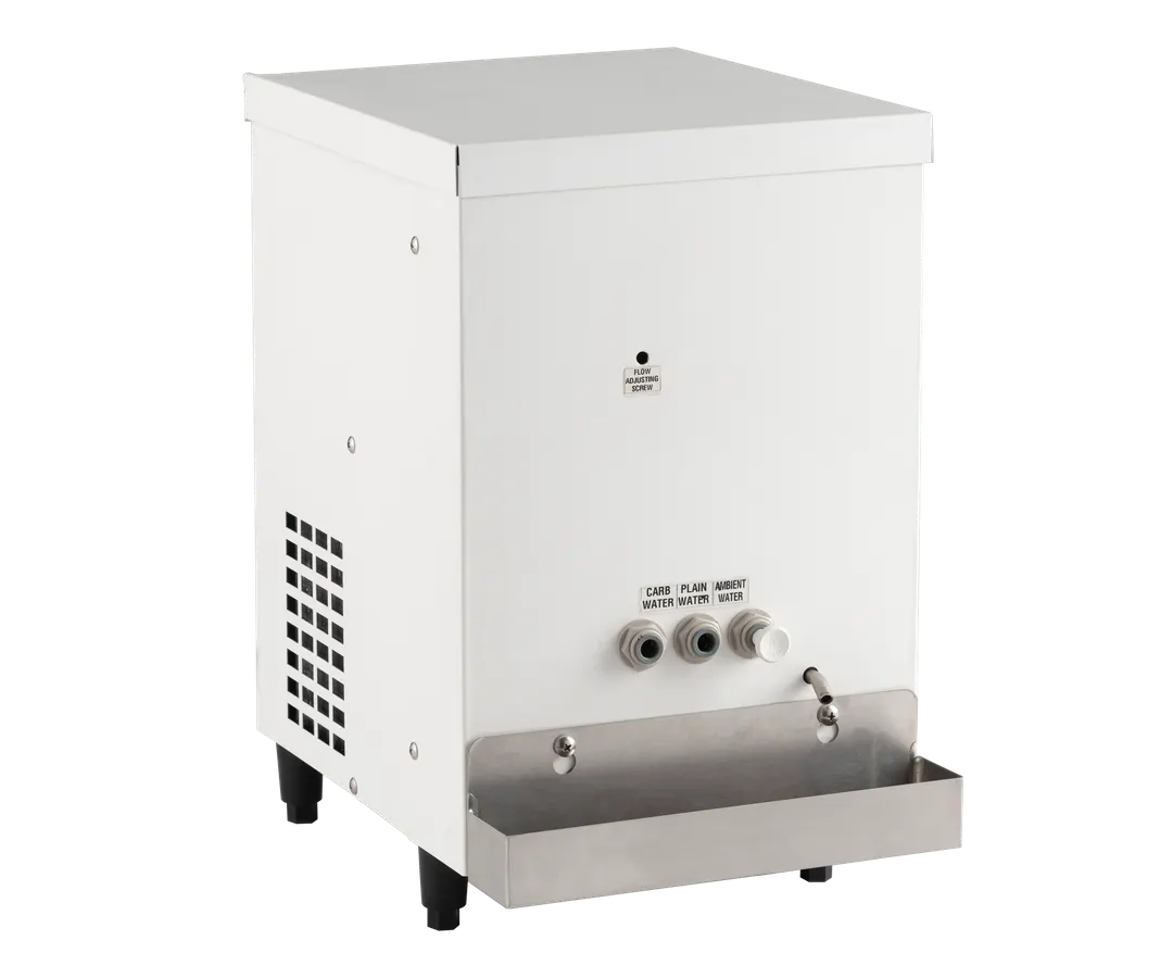 Crysalli CP-JR-UC-SW-BH-K Undercounter Chiller White 1/9 HP 120V 3 lb Ice 40 x 8 oz/hr Leak Sensor