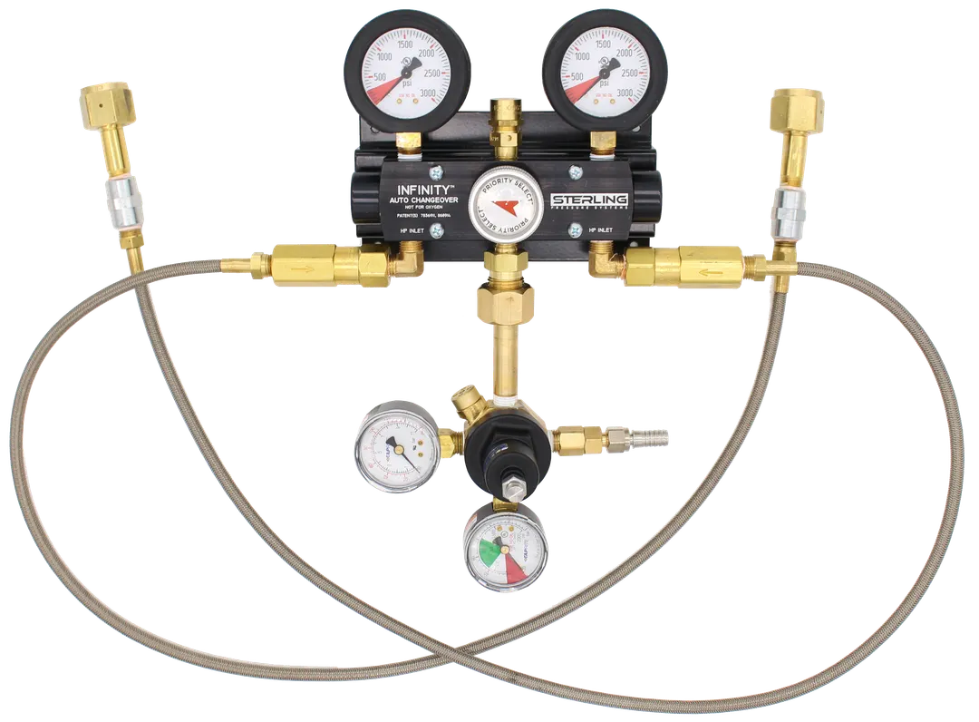 Crysalli CR-CTAC-2CK CO2 cylinder auto change device, Includes hoses with check valve fittings